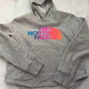 Girls North Face Light Gray Fleece Hoodie